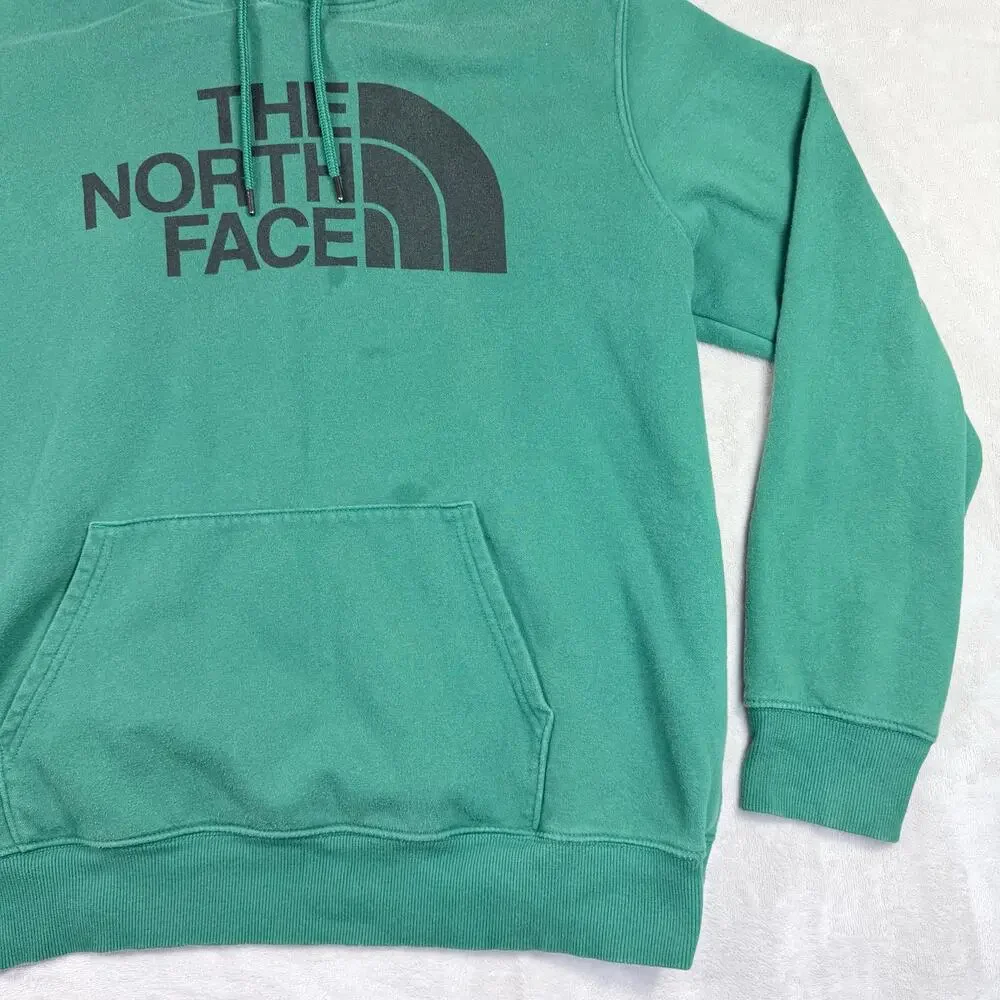 The North Face Vintage Mens Green Hoodie Drawstring Sweatshirt Size XL